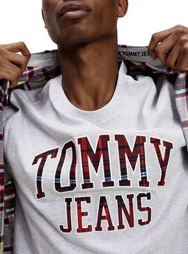 T-Shirt Tommy Jeans Collegiate Cinza para Homem