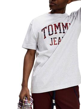 T-Shirt Tommy Jeans Collegiate Cinza para Homem