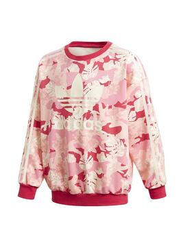 Sweat Adidas Flores Rosa para Menina