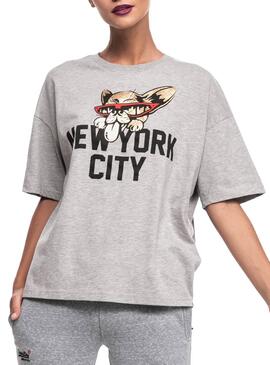 T-Shirt Superdry New York Cinza para Mulher