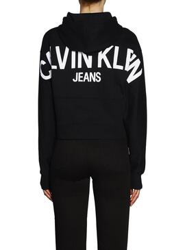 Sweat Calvin Klein Jeans Cropped Preto Mulher