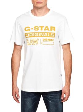 T-Shirt G-Star Raw Wavy Branco para Homem