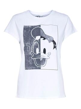 T-Shirt Only Donald Daisy Branco para Mulher