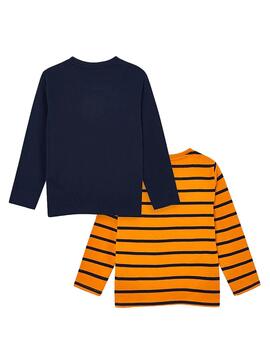 T-Shirt Mayoral Conjunto Azul y Naranja para Menino