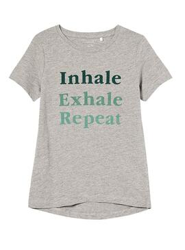 T-Shirt Name It Exhale Cinza para Menina