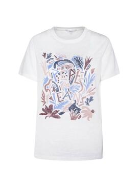T-Shirt Pepe Jeans Lilla Branco para Mulher