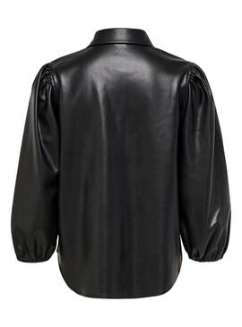 Camisa Only Jil Faux Leather Preto para Mulher