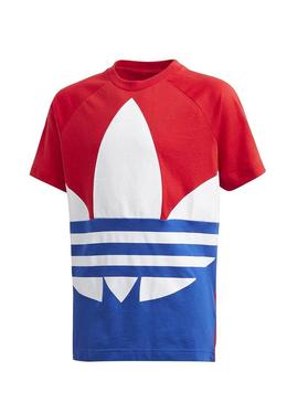 T-Shirt Adidas Trevo Grande Vermelho y Azul para Menino