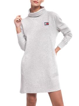 Vestido Tommy Jeans Mock Cinza para Mulher