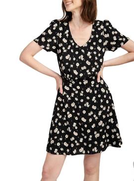 Vestido Naf Naf Margaridas Preto para Mulher