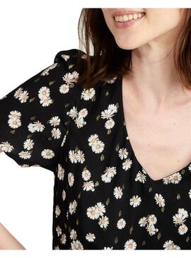 Vestido Naf Naf Margaridas Preto para Mulher