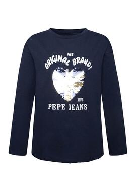 T-Shirt Pepe Jeans Lara Azul Marinho para Menina