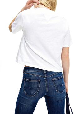 T-Shirt Tommy Jeans Signature Logo Branco Mulher