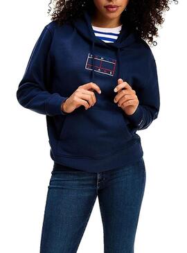 Sweat Tommy Jeans Outline Azul Marinho Mulher