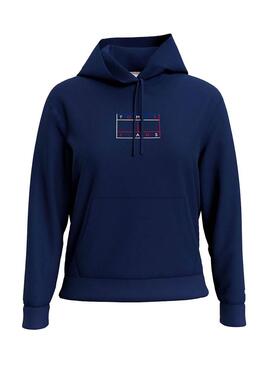 Sweat Tommy Jeans Outline Azul Marinho Mulher