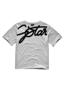 T-Shirt G-Star Raw Assinatura Cinza para Menina