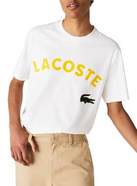 T-Shirt Lacoste Live Croco Branco para Homem