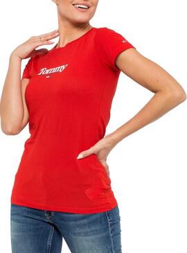 T-Shirt Tommy Jeans Essential Slim Vermelho Mulher