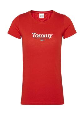 T-Shirt Tommy Jeans Essential Slim Vermelho Mulher