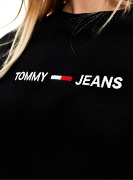 T-Shirt Tommy Jeans Linear Logo Preto para Mulher
