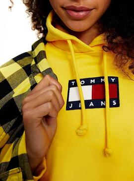 Sweat Calça jeans Tommy Flag Amarelo para Mulher