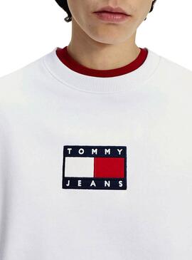 Sweat Tommy Jeans Pequeno Flag Branco para Homem