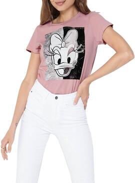 T-Shirt Only Donald Daisy Rosa para Mulher