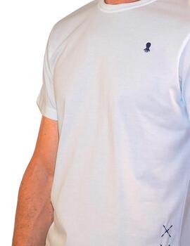 T-Shirt El Pulpo Bordado Branco para Homem