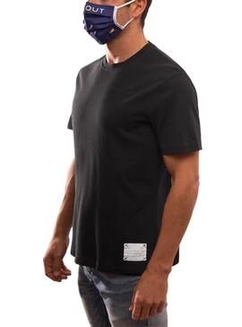 T-Shirt Klout Organic Label Negra para Homem