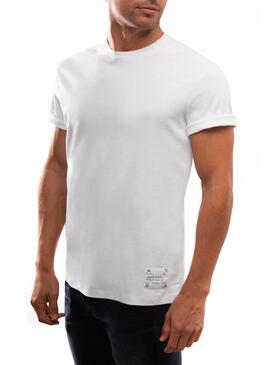 T-Shirt Klout Organic Label Branco para Homem