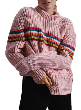 Camisola Superdry Neon Stripe Rosa para Mulher