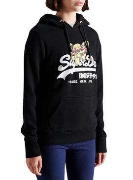 Sweat Superdry Vintage NYC Foto Mulher Preto