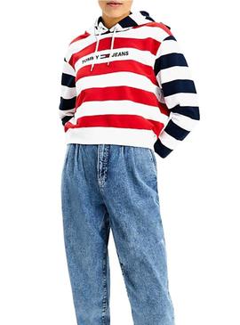 Sweat Tommy Jeans Multistripe Vermelho para Mulher