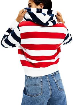 Sweat Tommy Jeans Multistripe Vermelho para Mulher