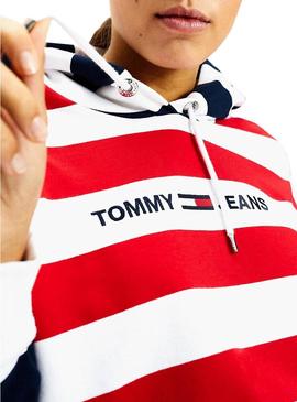 Sweat Tommy Jeans Multistripe Vermelho para Mulher