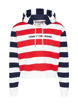 Sweat Tommy Jeans Multistripe Vermelho para Mulher