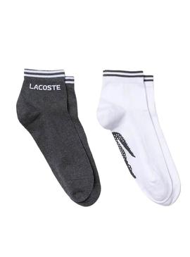 Meias Lacoste Sport Cinza e Branco para Homem