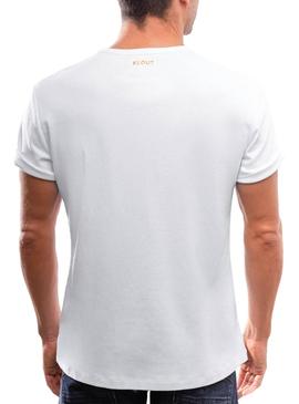 T-Shirt Klout Organic Premium Branco para Homem