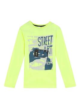T-Shirt 3 Pommes Street Art Amarelo para Menino