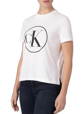 T-Shirt Calvin Klein Jeans Circle Branco Mulher
