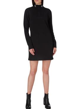 Vestido Calvin Klein Jeans Trim Mock Preto Mulher