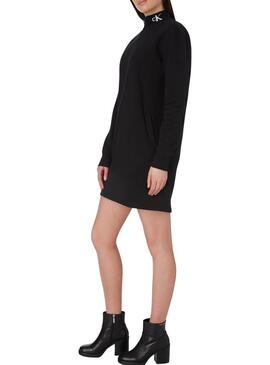 Vestido Calvin Klein Jeans Trim Mock Preto Mulher