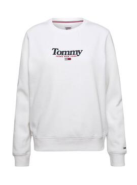 Sweat Tommy Jeans Essential Logo Branco Mulher
