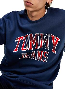 Sweat Tommy Jeans Tartan Azul Azul Marinho Homem