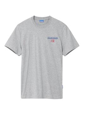 T-Shirt Napapijri S-Ice Cinza para Homem