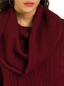 Vestido Naf Naf De Knitted trançado Bordeaux Mulher