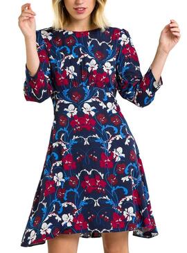 Vestido Naf Naf Fluido Azul of Flowers para Mulher