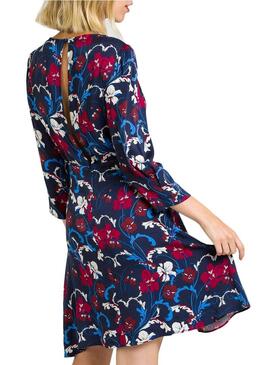 Vestido Naf Naf Fluido Azul of Flowers para Mulher