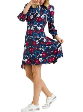 Vestido Naf Naf Fluido Azul of Flowers para Mulher
