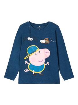T-Shirt Name It Peppa Pig Azul para Menino